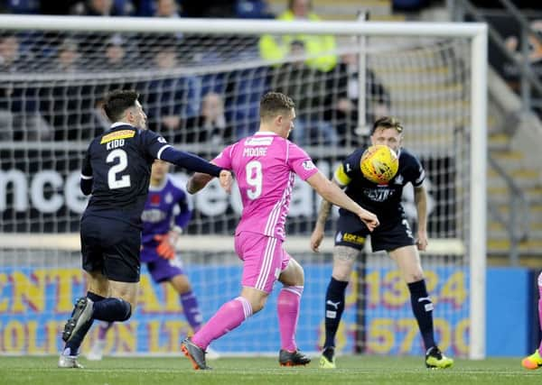 Ayr goalscorer Craig Moore in action against Falkirk. Picture: Michael Gillen