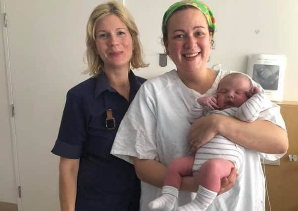 Nikki Bell with baby Parker. Picture: Blacktown Midwifery Group/Facebook