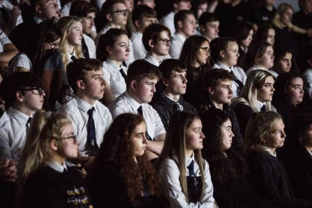 Pupils attend the Safe Drive Stay Alive event at North Inch Community Campus. Picture: John Devlin