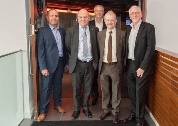 Left to right: MSP John Mason; Elevator's operations director Andrew Burnett; MSP Gordon McDonald; Elevator's deputy chief executive Graham Morgan; and Elevator's CEO Gary McEwan. Picture: Michal Wachucik