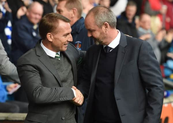 Celtic manager Brendan Rodgers, left, with Kilmarnock boss Steve Clarke. Picture: Craig Foy/SNS