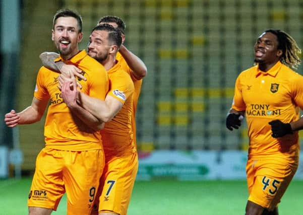 Livingston's Ryan Hardie scores the give his side the lead. Pic: SNS/Ian Gerogeson