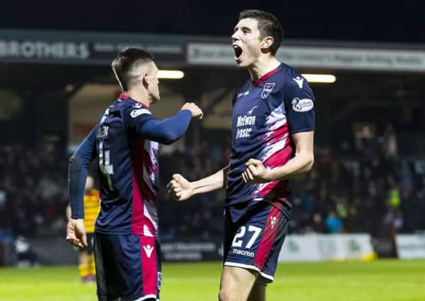 Ross County's Ross Stewart celebrates his goal. Pic: SNS/Roddy Scott