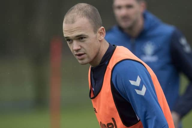 Andrew Gutman trains with Rangers at the Hummel Training Centre. Picture: SNS