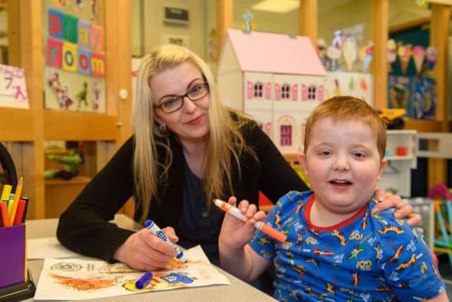 Karen Gray at the Sick Kids with her son Murray Gray, 5, who is suffering from a rare form of epilepsy. Picture: Ian Georgeson