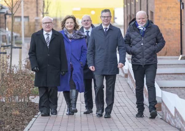 David Dodds of West Lothian Council, Culture Secretary Fiona Hyslop, John Hamilton of Winchburgh Developments Limited, Derek Mackay and Sir Tom Hunter. Picture: PA