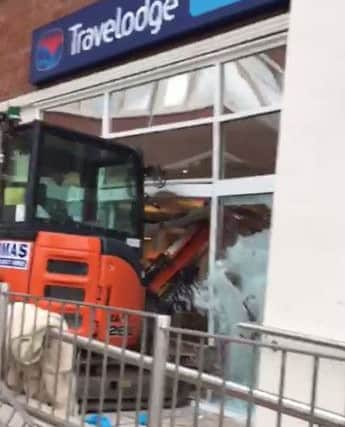 Videograb image of the damage caused to the Travelodge in Edge Lane. Photo: Samuel White /PA Wire