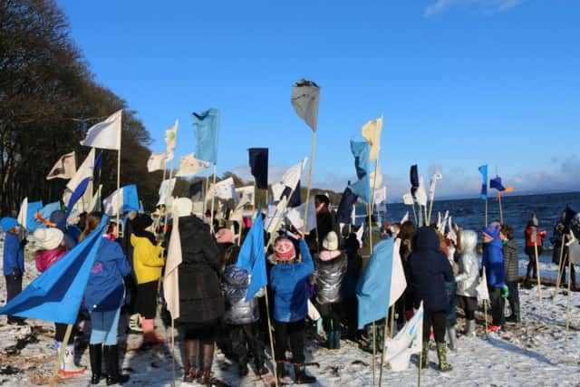 Some of the children on the Isle of Bute who took part in the project.