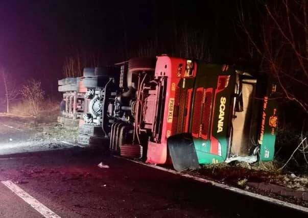 Over 200 sheep died in the incident on the A76. Picture: Police Scotland