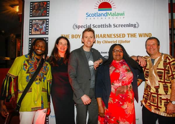 Musician David Luhanga, producer Andrea Calderwood, David Hope-Jones, Kephus Misanjo of the Malawi Association and Douglas Young, vice chair of the SMP at the films Scottish screening