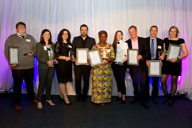 Mid & East Lothian Food & Drink Awards 2019. Photo caption: L to R: Mark Gibson (The Filling Station Longniddry), Karen Calvert (The Paper Mill), Marissa Pia (Gigis Italian Restaurant), Ross McGregor (Archerfield Walled Garden), Maggie Mazoleka (MaRoberts), Charlotte Flemming (The Nether Abbey), Stirling Stewart (The Nether Abbey), Steve Stewart (Stewart Brewing) and Jo Stewart (Stewart Brewing).