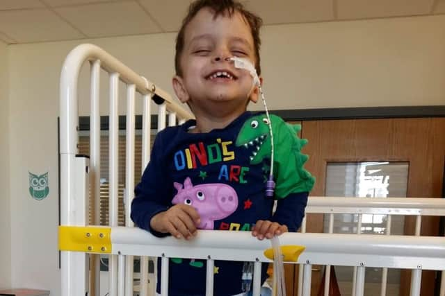 Caleb, from Clydebank, West Dunbartonshire, was one of three triplets - alongside sisters Alyssia and Poppy - born 27 weeks premature in January 2016. Picture: SWNS