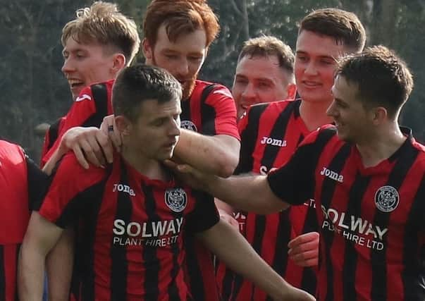 Dalbeattie Star celebrate winner against BSC Glasgow (picture: Dalbeattie Star)