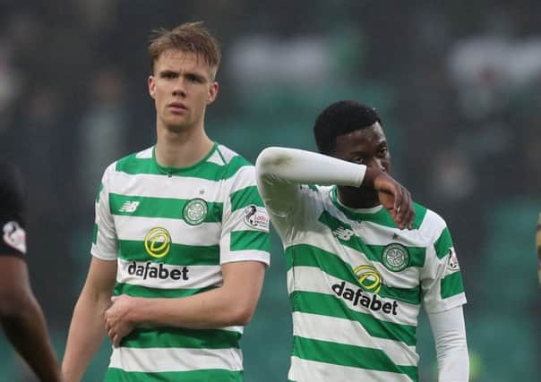 Celtic's Kristoffer Ajer, left, has impressed former Parkhead defender Johan Mjallby. Picture: Jane Barlow/PA Wire