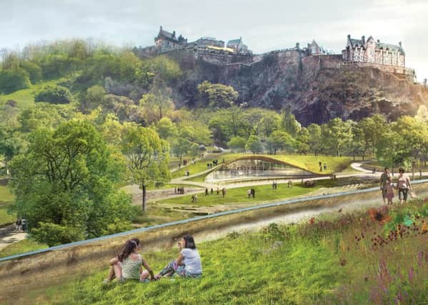 An artist's impression of Princes Street Gardens after redevelopment