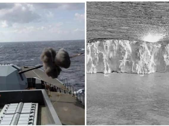 HMS Duncan shows off her gunnery skills. Picture: Royal Navy