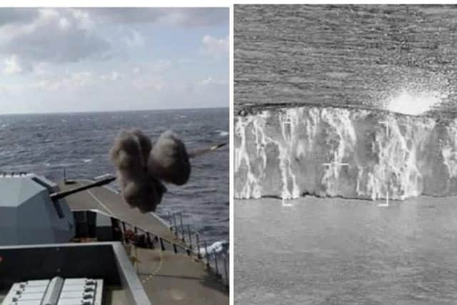 HMS Duncan shows off her gunnery skills. Picture: Royal Navy