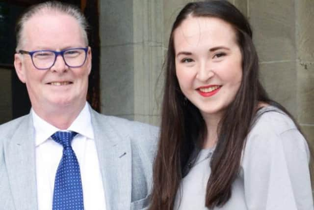 Christine Jardine's late husband Calum Macdonald, who suffered from bipolar disorder, with daughter Mhairi