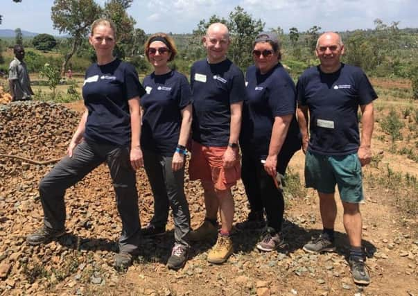 Lynn Mark, Les Hall, Chris Thomson, Fiona Robson and Graeme Yarwood - the Castle Rock Edinvar team in Kenya