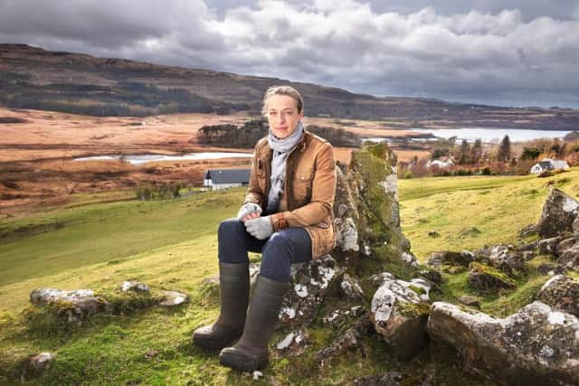 Fiona Boa, who farms on Mull, wears a Belstaff Journey Jacket, £775, www.belstaff