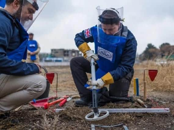 Ruth Davidson on a 2018 visit to see the work of Scottish landmine clearing charity the Halo Trust