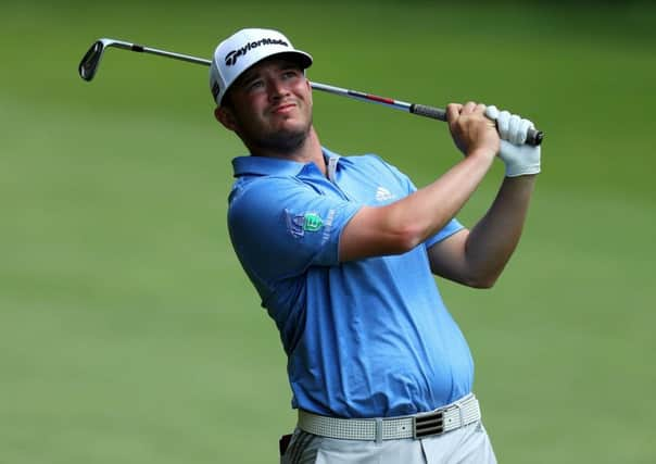 Ewen Ferguson plays his second shot into the ninth green during day three of the Belgian Knockout. Picture: Warren Little/Getty Images