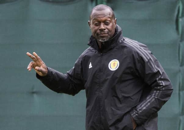 Scotland assistant Alex Dyer during training at the Oriam.