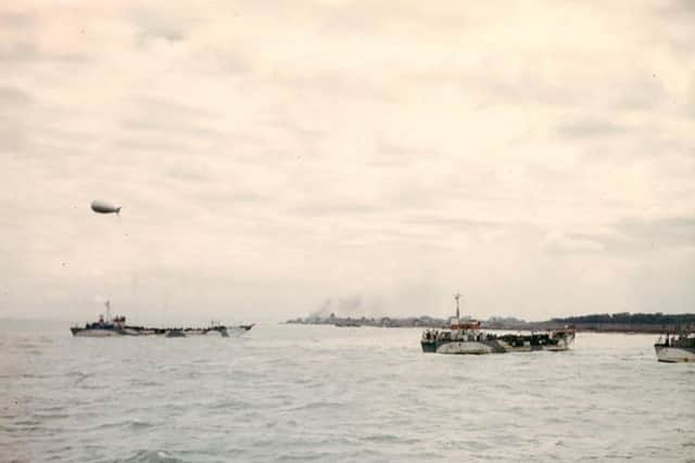 Troops learned how to navigate and handle larger landing craft, pictured here at Juno Beach on D-Day, at Castle Toward in Argyll. PIC: Canada Department of National Defence.