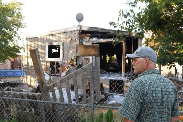 Firefighters battle an electrical fire in a mobile home park in Ridgecrest, California. (Photo by Robyn Beck / AFP)ROBYN BECK/AFP/Getty Images