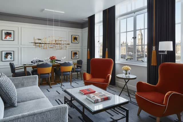 One of the spacious suites in the London Marriott County Hall