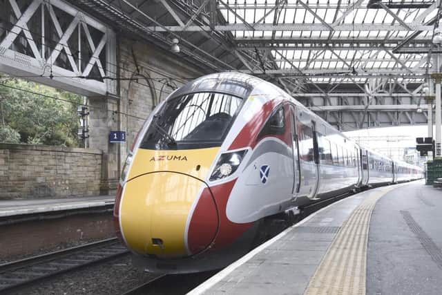 A Saltire and tartan livery Azuma took over the 0540 Edinburgh-London Flying Scotsman service on 1 August. Picture: Lisa Ferguson