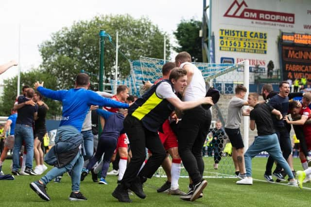 Rangers fans celebrating a goal against Kilmarnock. Picture: SNS