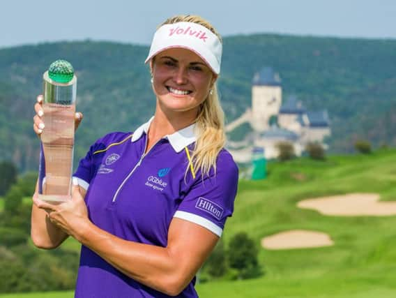 Carly Booth celebrates her victory in Czech Republic. Picture: Tristan Jones