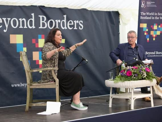 Bettany Hughes being interviewed by Alan Little. Picture: George Torode