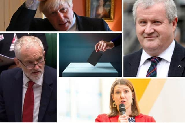 From top left clockwise: Boris Johnson (Conservative leader), Ian Blackford (SNP Westminster leader), Jo Swinson (UK Liberal Democrat leader) and Jeremy Corbyn (Labour leader). Picture: PA