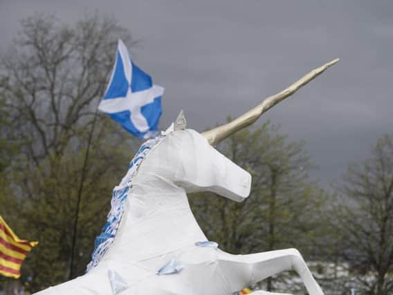 Pro-independence marchers gather in Glasgow in 2018. The Scottish Government is stepping up calls for a second referendum. Picture: John Devlin