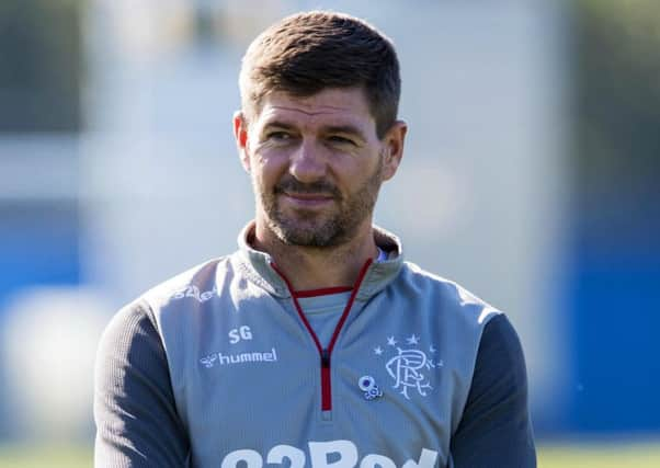 Steven Gerrard back in training following his team's 1-0 Europa League win against Feyenoord. Picture: Alan Harvey/SNS