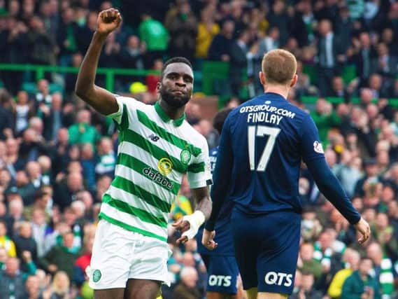 Odsonne Edouard celebrates after netting Celtic's equaliser. Picture: SNS