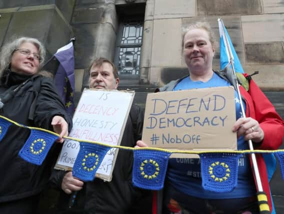 Protesters at the Court of Session