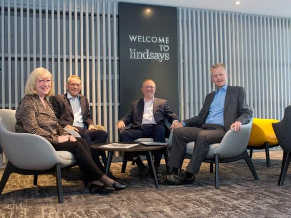 From left: Dot Rankin and Ross Hadden with Alasdair Cummings and Ian Beattie of Lindsays. Picture: contributed.