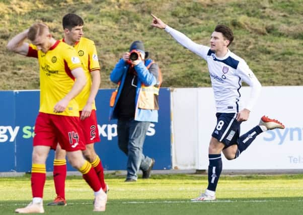 Arbroath's Michael McKenna celebrates making it 2-1 against Partick Thistle. Picture: Alan Harvey/SNS