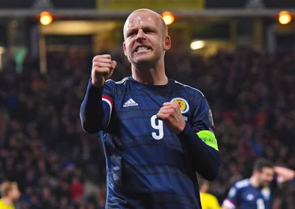 Steven Naismith celebrates his goal against Kazakhstan. Picture: Craig Williamson/SNS