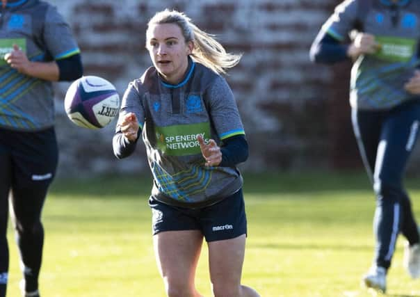 Scotland's Chloe Rollie trains at Scotstoun Stadium. Picture: Gary Hutchison / SNS