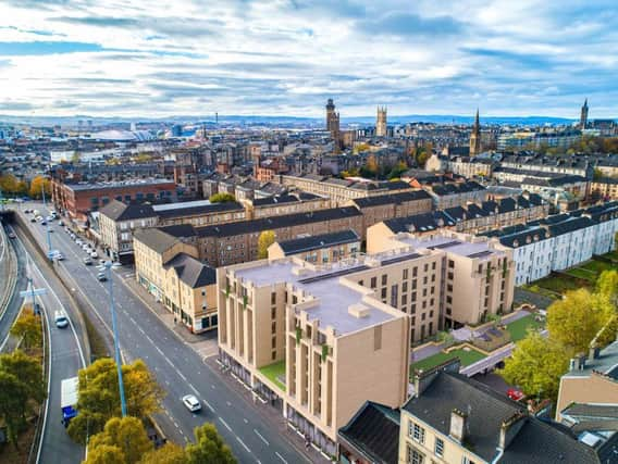 Glasgow's City Garden Apartments, a new build of 65 eco-conscious, luxury apartments, complete with a bee hotel. Picture: Contributed