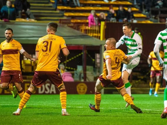 Odsonne Edouard looks on as Callum McGregor fires in Celtic's fourth